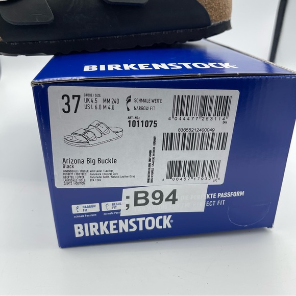 BIRKENSTOCK ARIZONA Big Buckle Sandals Black Oiled Leather EU37/W6/M4(1011075) - Picture 4 of 4